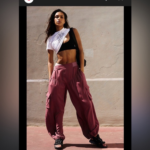 Free People FP Movement Final Stretch Pants S Cargo Joggers Clove Cinnamon - Picture 3 of 16